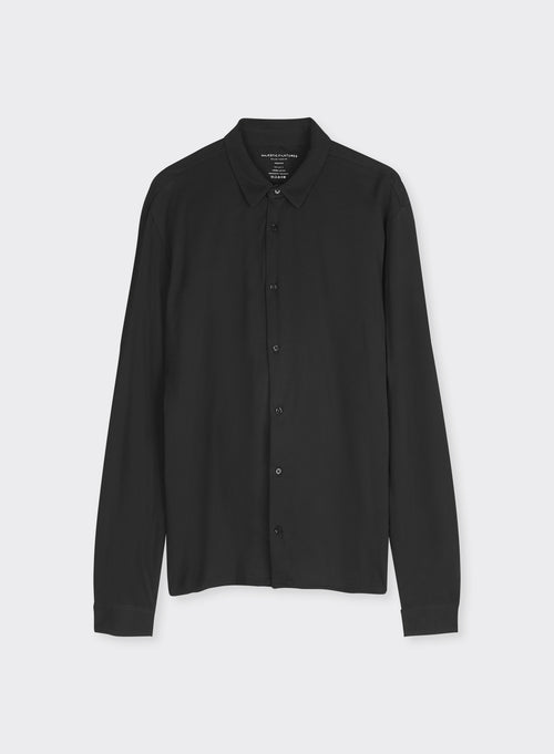 Chemise Noir Manches Longues en Coton - MAJESTIC FILATURES