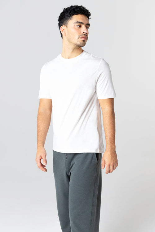 T-shirt Blanc Col Rond Manches Courtes en Lyocel, Tencel / Coton Organique - MAJESTIC FILATURES