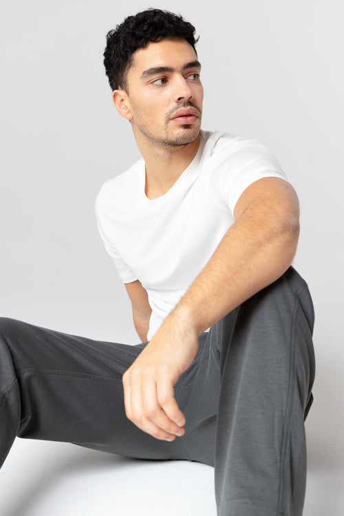 T-shirt Blanc Col Rond Manches Courtes en Lyocel, Tencel / Coton Organique - MAJESTIC FILATURES