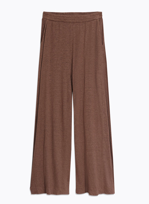 Pantalon Beige en Lin / Elasthanne - MAJESTIC FILATURES