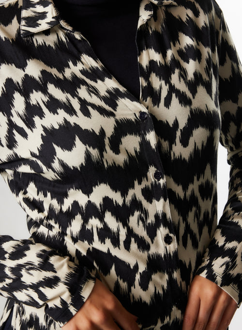 Marineblaues Hemd mit langen Ärmeln aus Viskose/Elasthan - MAJESTIC FILATURES