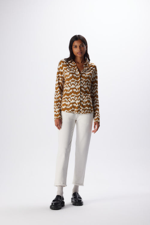 Chemise Camel Manches Longues en Viscose / Elasthanne - MAJESTIC FILATURES