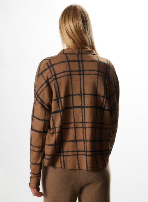 Camel Langarmshirt aus Baumwolle / Kaschmir - MAJESTIC FILATURES