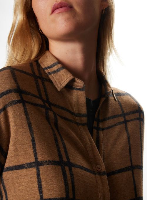 Camel Langarmshirt aus Baumwolle / Kaschmir - MAJESTIC FILATURES
