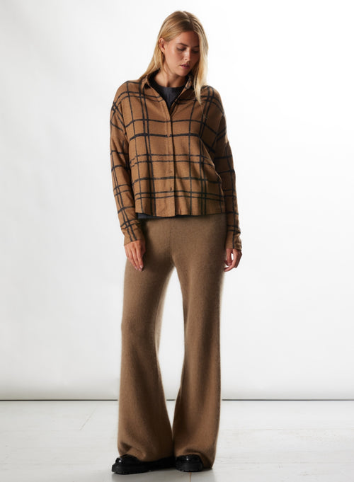 Camel Langarmshirt aus Baumwolle / Kaschmir - MAJESTIC FILATURES