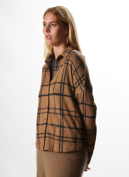 Camel Langarmshirt aus Baumwolle / Kaschmir - MAJESTIC FILATURES