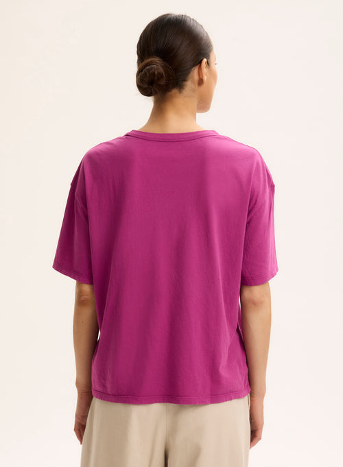 Tee shirt Violet Col Rond Manches Courtes - MAJESTIC FILATURES