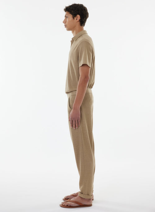 Pantalon Beige en Lin / Coton Organique - MAJESTIC FILATURES