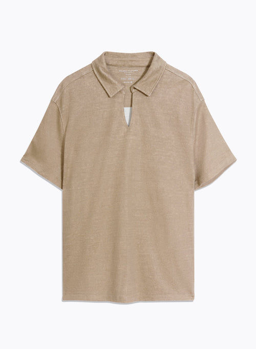 Polo Beige Manches Courtes en Lin, Coton organique - MAJESTIC FILATURES