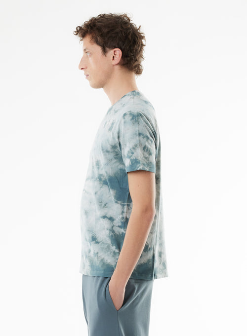 Tee shirt Bleu Manches Courtes Col Rond en Coton organique / Elasthanne - MAJESTIC FILATURES