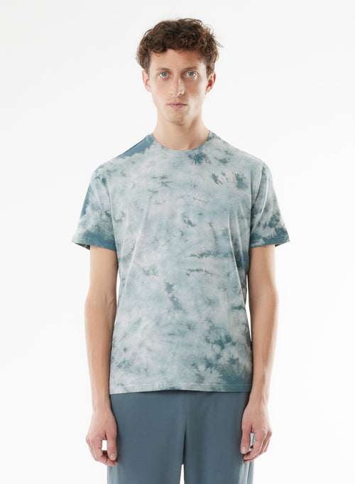 Tee shirt Bleu Manches Courtes Col Rond en Coton organique / Elasthanne - MAJESTIC FILATURES