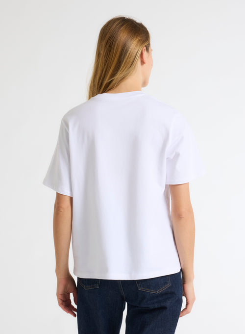 T-shirt Blanc Oversize Col Rond Manches Courtes en Coton Organique - MAJESTIC FILATURES