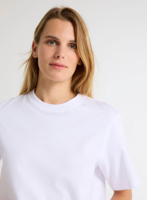 T-shirt Blanc Oversize Col Rond Manches Courtes en Coton Organique - MAJESTIC FILATURES