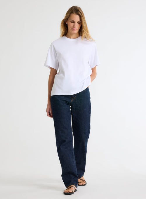 T-shirt Blanc Oversize Col Rond Manches Courtes en Coton Organique - MAJESTIC FILATURES