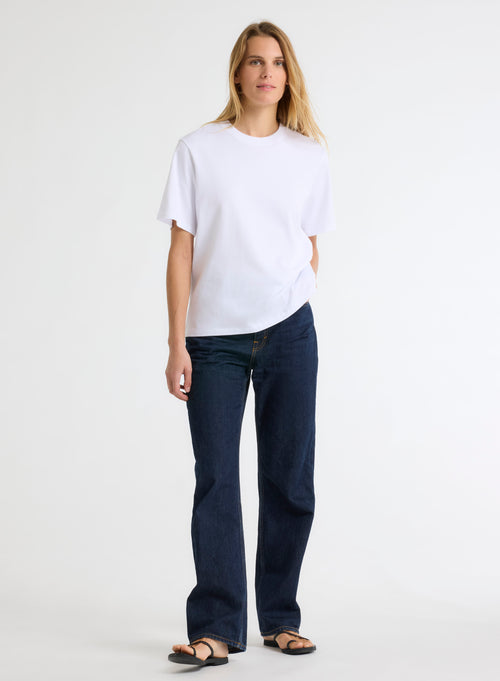 T-shirt Blanc Oversize Col Rond Manches Courtes en Coton Organique - MAJESTIC FILATURES