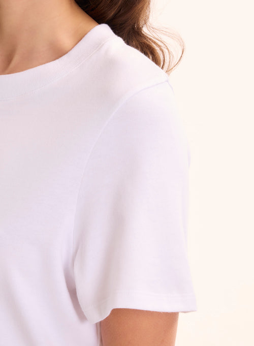 T-shirt Blanc Col Rond Manches Courtes en Coton organique - MAJESTIC FILATURES