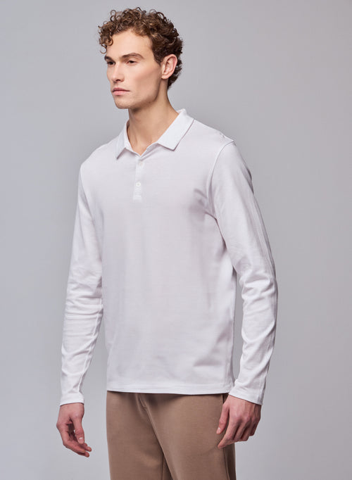 Polo Blanc Polo Manches Longues en Coton organique - MAJESTIC FILATURES