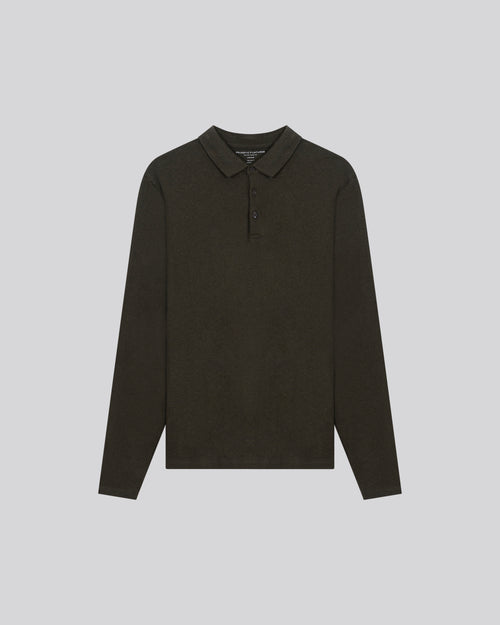 Grünes Poloshirt Langarm-Poloshirt aus Bio-Baumwolle - MAJESTIC FILATURES
