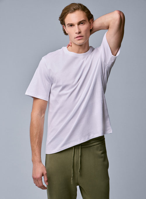 T-shirt Blanc Col Rond Manches Courtes en Coton Organique - MAJESTIC FILATURES