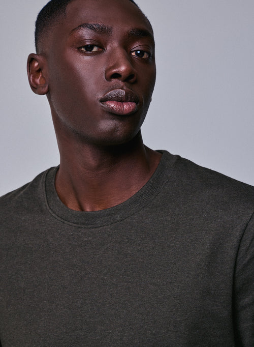 Grünes Kurzarm-T-Shirt mit Rundhalsausschnitt aus Bio-Baumwolle - MAJESTIC FILATURES