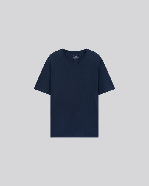T-shirt Bleu Col Rond Manches Courtes en Coton organique - MAJESTIC FILATURES