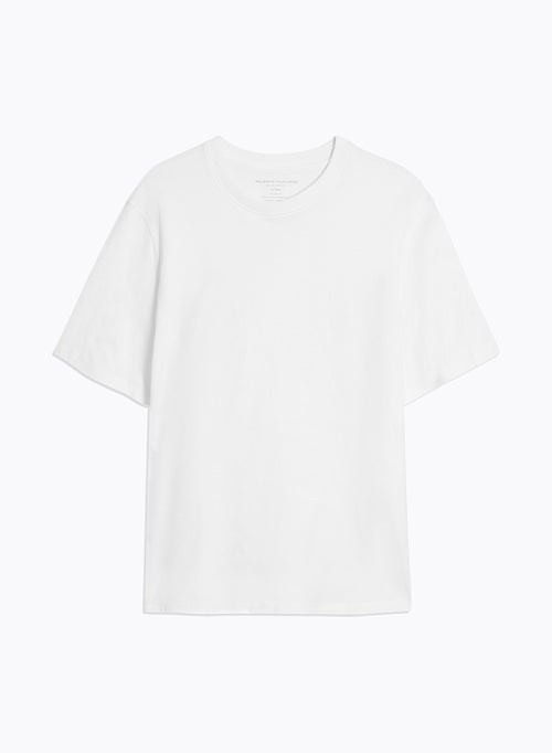 T-shirt Blanc Col Rond Manches Courtes - MAJESTIC FILATURES