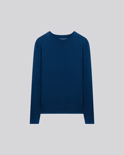 Blaues Langarm-T-Shirt mit Rundhalsausschnitt aus Bio-Baumwolle - MAJESTIC FILATURES