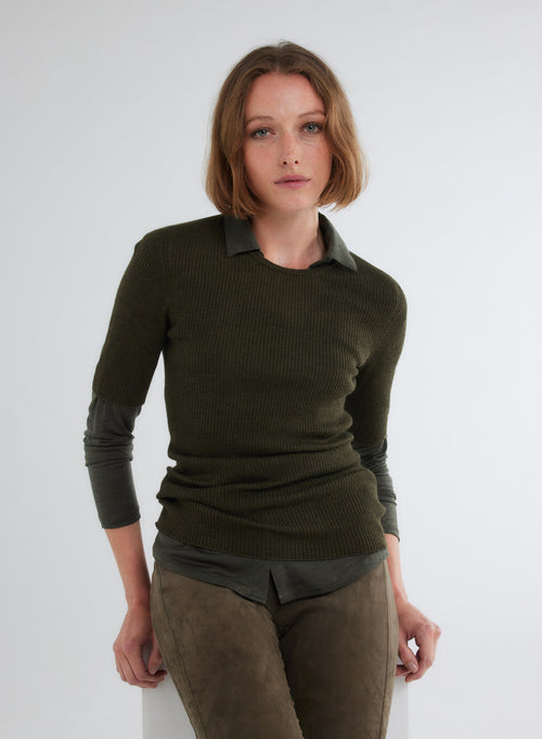 Chemise Verte Manches Longues en Lyocel et Laine - MAJESTIC FILATURES