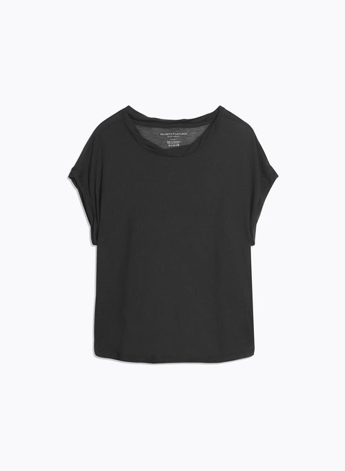 T-shirt Noir Col Rond sans manches en Micro Modal / Cachemire - MAJESTIC FILATURES