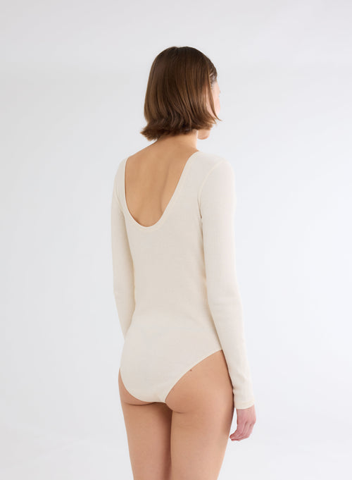 Body Blanc Col U Manches Longues en 100% Coton organique - MAJESTIC FILATURES