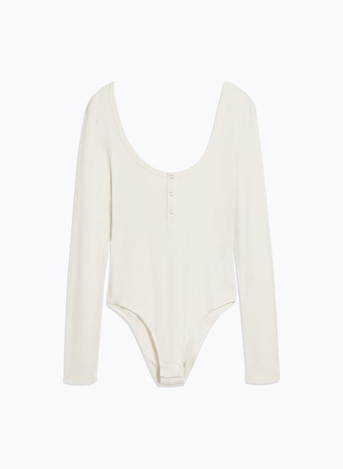 Body Blanc Col U Manches Longues en 100% Coton organique - MAJESTIC FILATURES