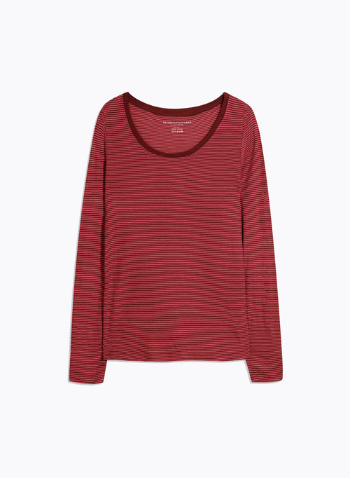 T-shirt Rouge Col U Manches Longues en Viscose - MAJESTIC FILATURES