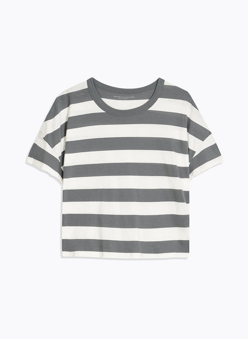 T-shirt Gris Col Rond Manches Courtes en Coton organique - MAJESTIC FILATURES