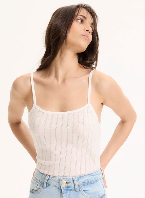 Débardeur Blanc Fines Bretelles en LYOCELL / TENCEL - MAJESTIC FILATURES