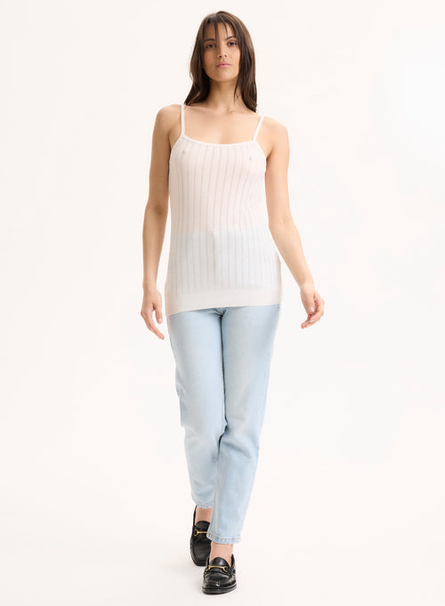 Débardeur Blanc Fines Bretelles en LYOCELL / TENCEL - MAJESTIC FILATURES