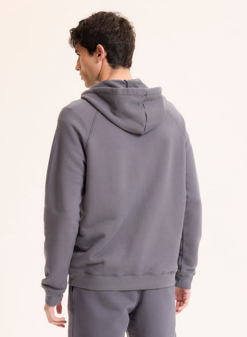Gilet Gris Col Rond Manches Raglan longues en Coton organique - MAJESTIC FILATURES