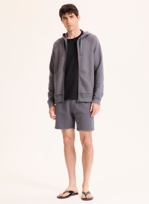 Gilet Gris Col Rond Manches Raglan longues en Coton organique - MAJESTIC FILATURES