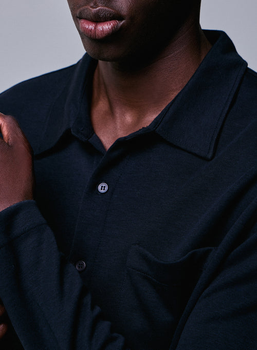 Chemise Noir Chemise Manches Longues en Lyocel, Tencel / Coton organique - MAJESTIC FILATURES