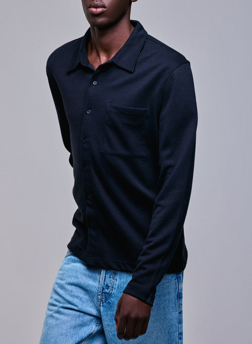 Chemise Noir Chemise Manches Longues en Lyocel, Tencel / Coton organique - MAJESTIC FILATURES