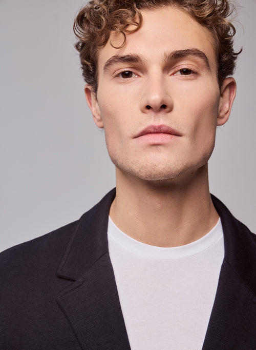 Veste Noire Col Veste Manches Longues en Lyocell / Tencel / Coton organique - MAJESTIC FILATURES