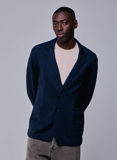 Veste Marine Col Veste Manches Longues en Lyocell / Tencel / Coton organique - MAJESTIC FILATURES