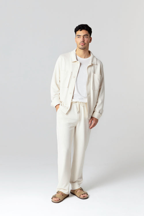 Jacke mit V-Ausschnitt und langen Ärmeln aus Lyocel, Tencel / Bio-Baumwolle in Weiß - MAJESTIC FILATURES