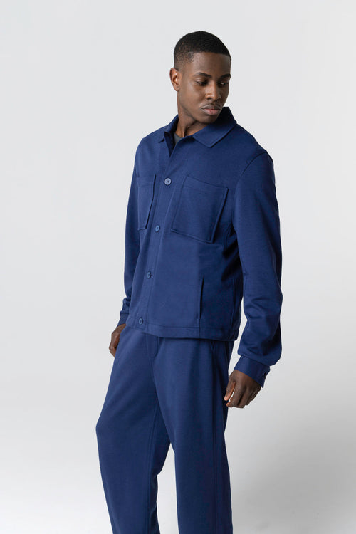 Veste Bleue Col Veste Manches Longues en Lyocel, Tencel / Coton Organique - MAJESTIC FILATURES