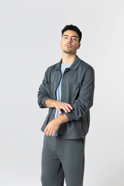 Veste Gris foncé Col Veste Manches Longues en Lyocel, Tencel / Coton organique - MAJESTIC FILATURES