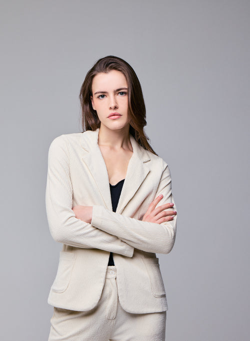 Weiße Jacke Langärmelige Jacke aus Bio-Baumwolle / Polyester - MAJESTIC FILATURES