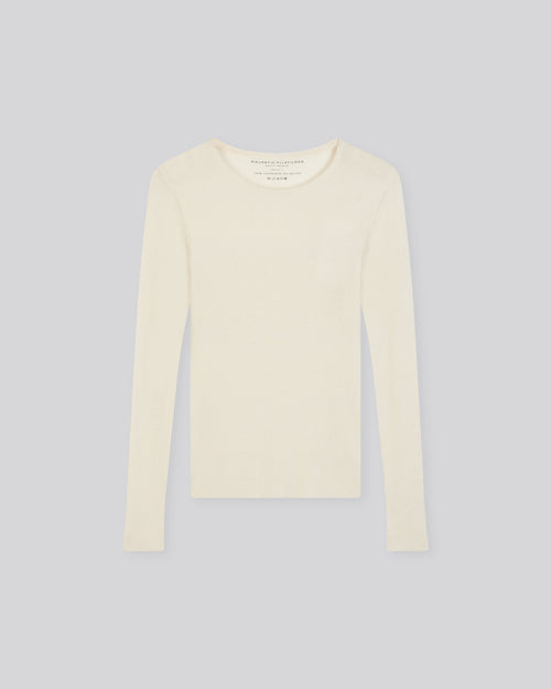 Weißes langärmeliges Kaschmir-Rollkragen-T-Shirt - MAJESTIC FILATURES