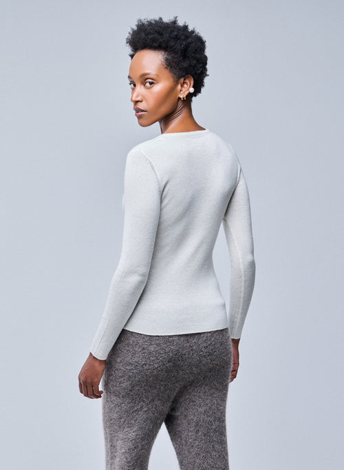 Weißes langärmeliges Kaschmir-Rollkragen-T-Shirt - MAJESTIC FILATURES