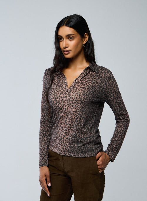 Rosa Poloshirt Langarm Polo aus Baumwolle / Kaschmir - MAJESTIC FILATURES