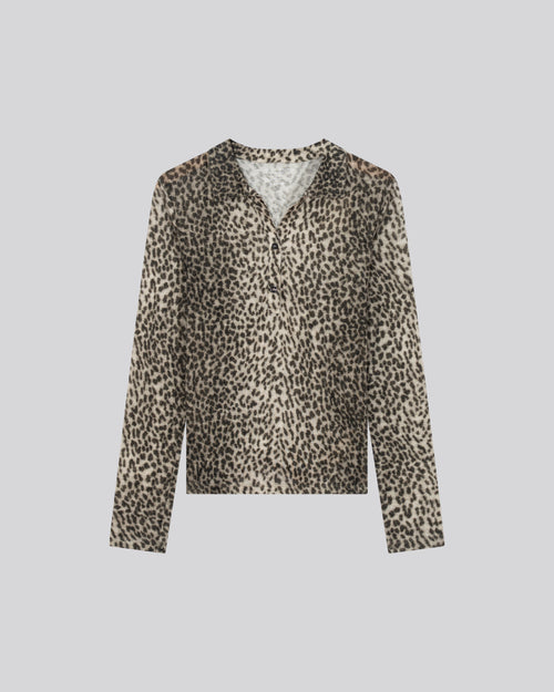 Beige Poloshirt Langarm Poloshirt aus Baumwolle / Kaschmir - MAJESTIC FILATURES