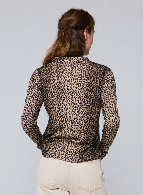 Beige Poloshirt Langarm Poloshirt aus Baumwolle / Kaschmir - MAJESTIC FILATURES